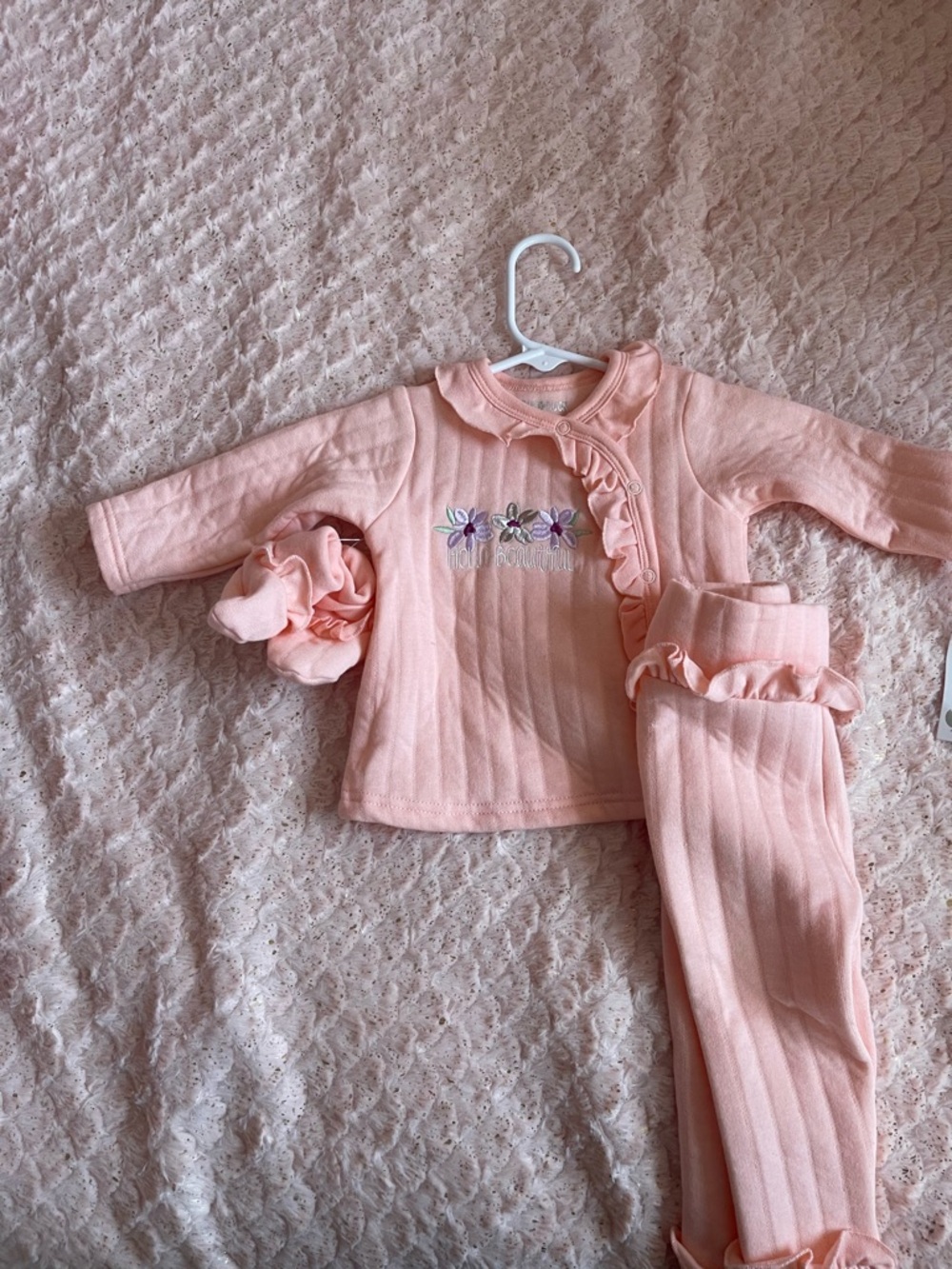 Baby Pink Ruffle Floral Kids Pajama Set